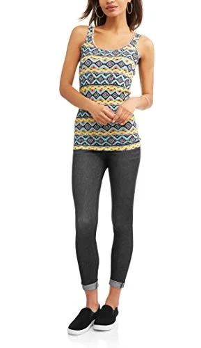 Time and Tru Women's Rib Tank Top Shirt (Aztec Print, X-Small, 0-2 and Small, 4-6) (XS (0-2)) — 3