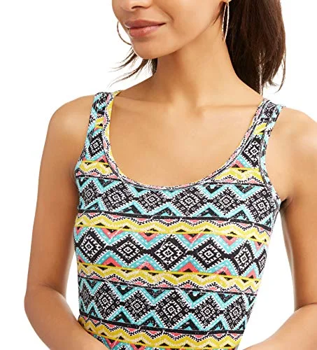 Time and Tru Women's Rib Tank Top Shirt (Aztec Print, X-Small, 0-2 and Small, 4-6) (XS (0-2)) — 4