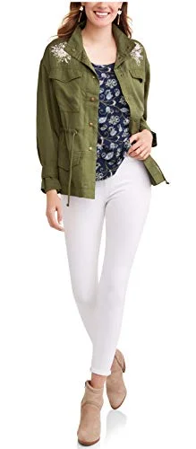 Time and Tru Womens Embroidered Olive Green Utility Jacket (XXX-Large 22) — 3