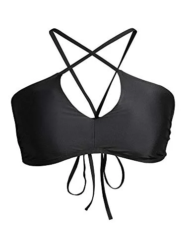 Time and Tru Women's Core Triangle Swimsuit Bikini Top Black, Medium