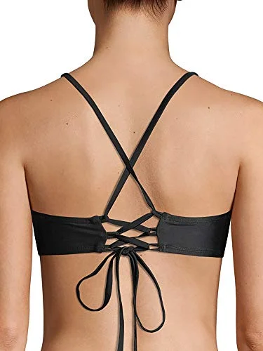 Time and Tru Women's Core Triangle Swimsuit Bikini Top Black, Medium — 2