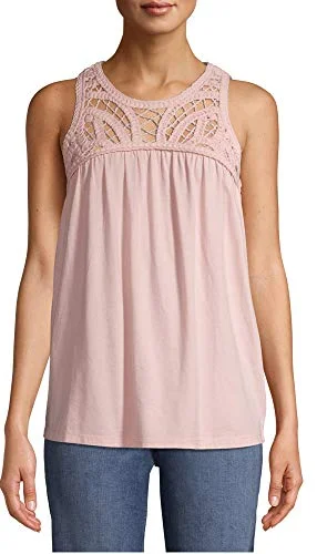 Time and Tru Women's Macrame Tank Top Size S/M (Rose Blush (Light Pink), Small (Runs Big fits Like 6/8))