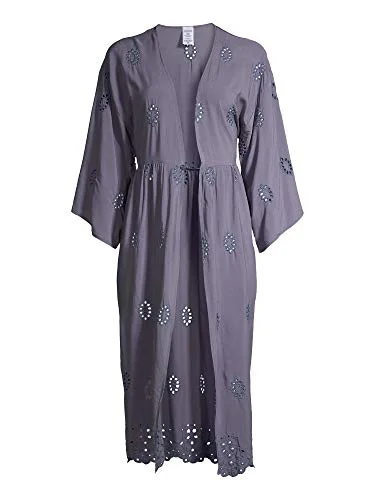Time And Tru Women's Eyelet Kimono Size S-M Gray — 3