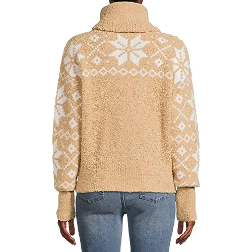 TIme & Tru Women's Super Soft Quarter Zip Pullover (Beige, 2XL) — 2