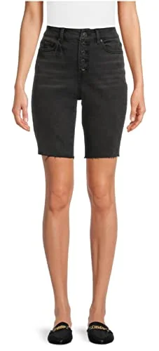 Time and Tru Black Raw Edge Hem Denim Bermuda Shorts - 10