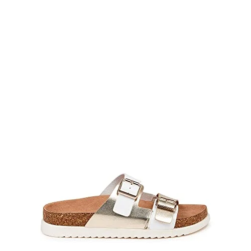 Time and Tru Women's Platform Footbed Sandals (11, Metallic, numeric_11) — 2