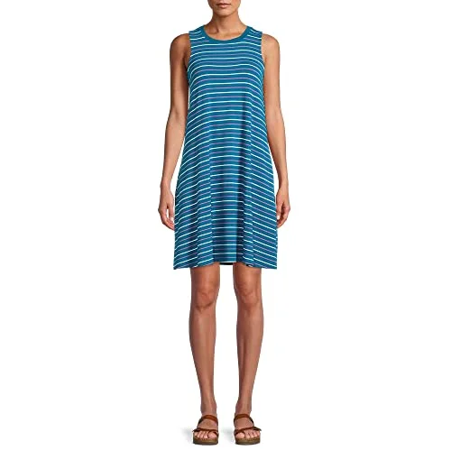 Sleeveless Knit Dress — (galapagos blue stripe