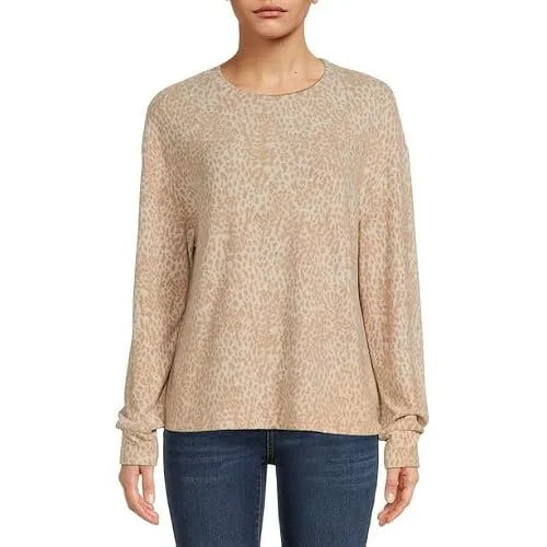 Animal Print Hoodie — (papyrus beige) women's super soft hacci