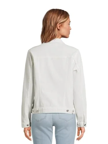 Time and Tru Women's Long-Sleeve Button-Front Denim Jacket (US, Numeric, 4, 6, Regular, Regular, White) — 2