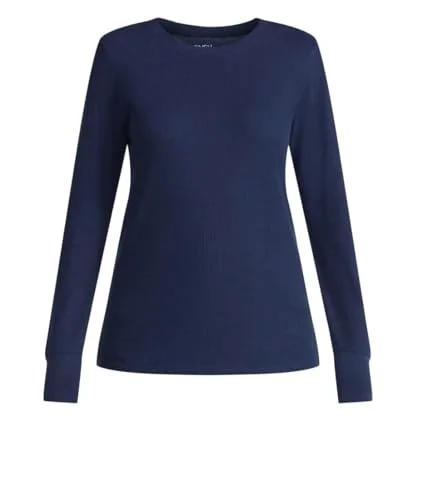 Time and Tru Women's Long Sleeve Thermal Top (US, Alpha, X-Large, Regular, Regular, Navy)