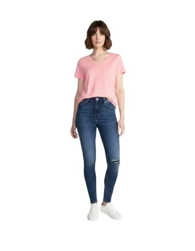 Time and Tru Women's Short Sleeve V-Neck T-Shirt (US, Alpha, Small, Regular, Regular, Coral) — 2
