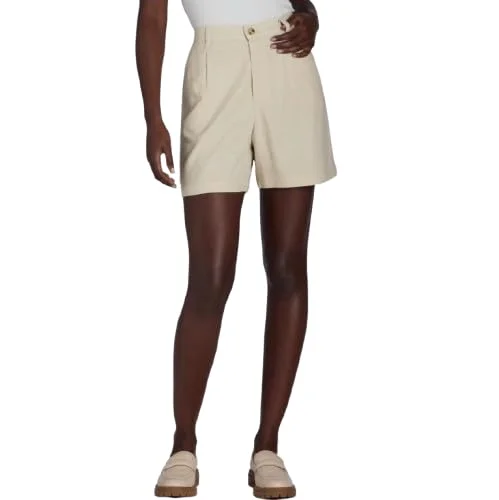 Time and Tru Women's Blended Linen Shorts (US, Alpha, X-Large, Regular, Regular, Beige)
